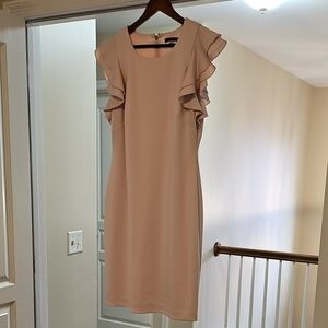 Tommy Hilfiger Ruffle Sleeve Midi Dress in Cream